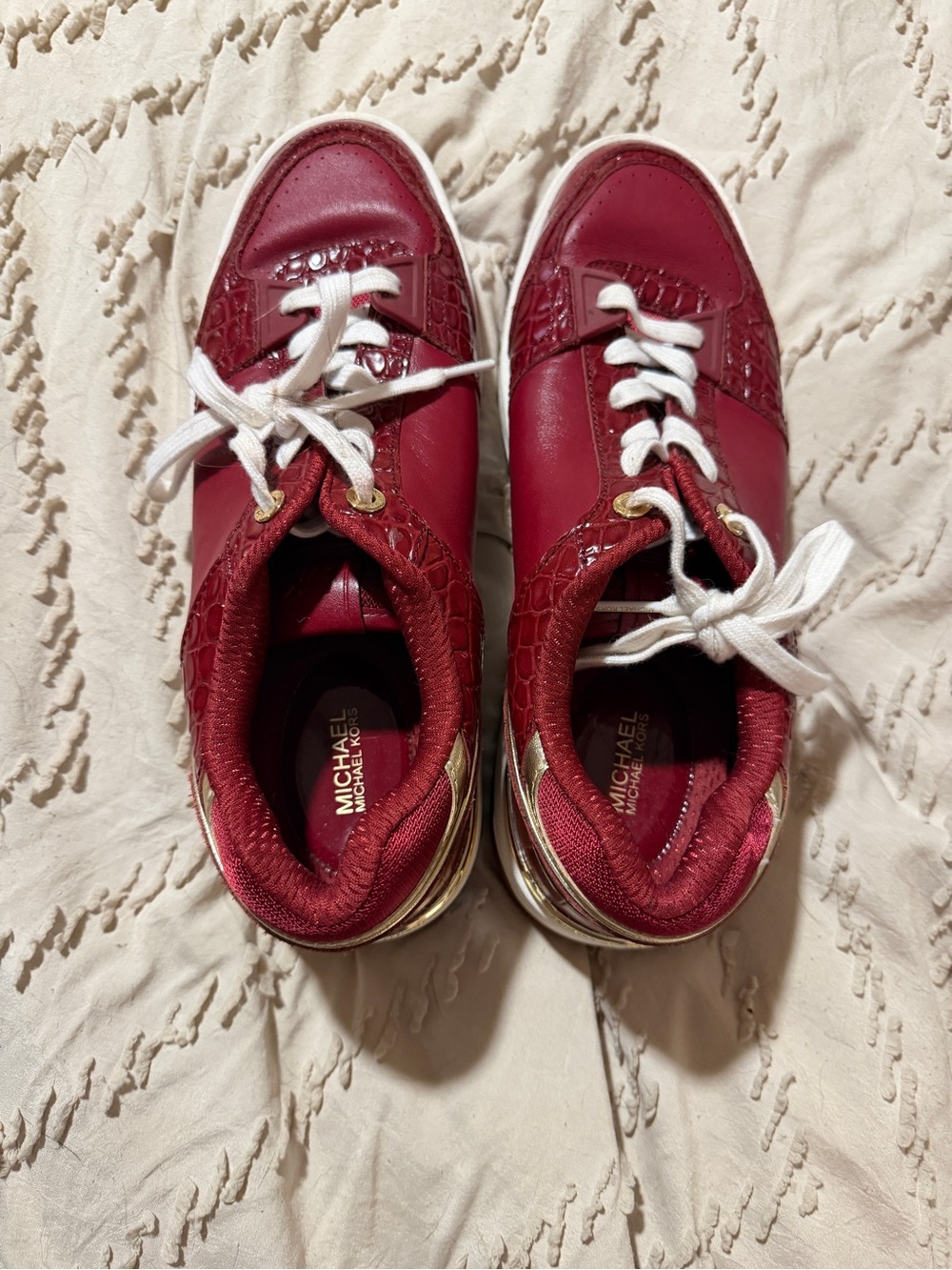 Michael Kors Red Metallic Accent Sneakers